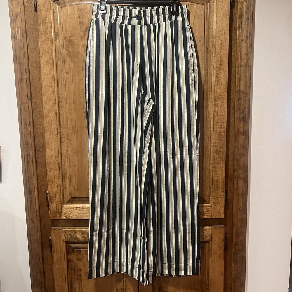 Topshop Wide Leg Trouser Multicolor Stripe Pants Sz‎ 6 Women's Pull On Pockets